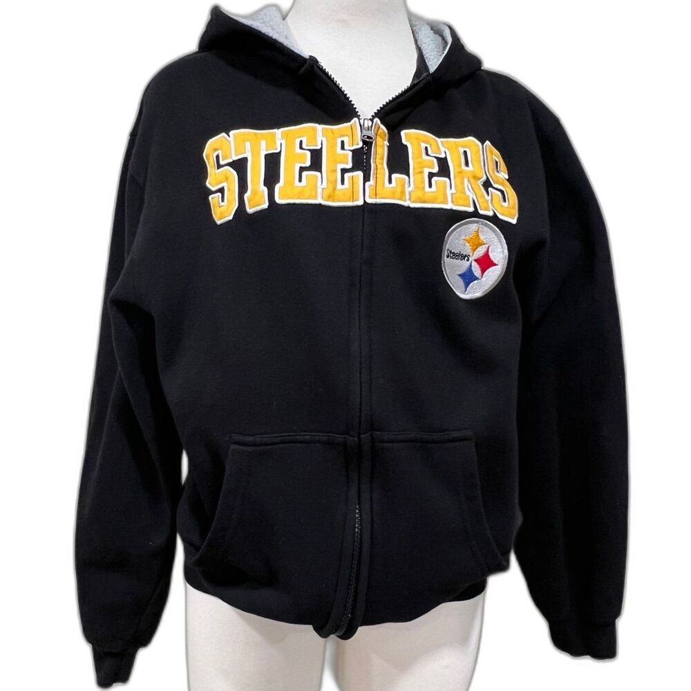 Steelers Football NFL Hoodie Sweatshirt Jacket Windbreaker child kids xl 16/18
